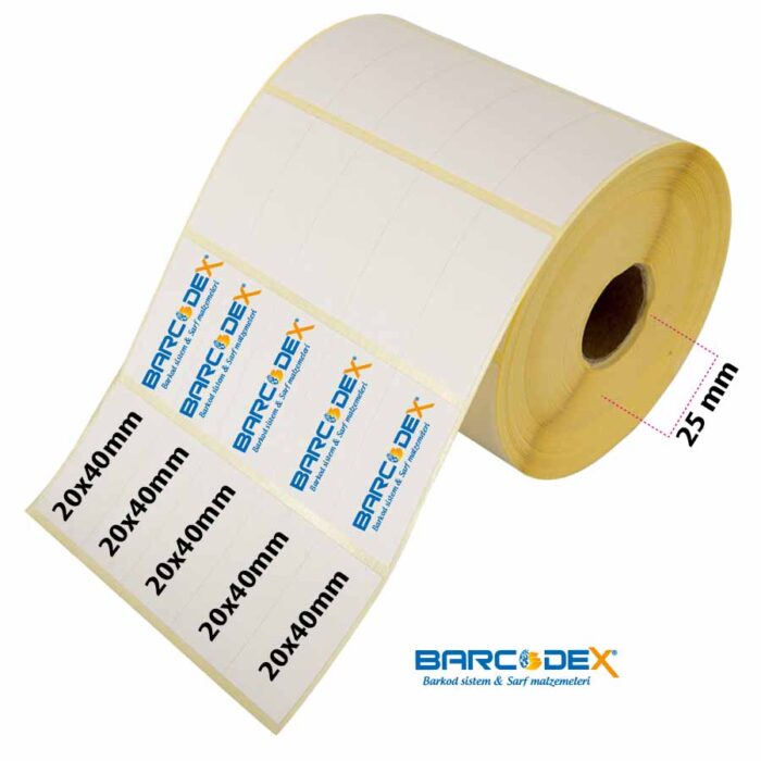 20 mm x 40 mm 5'li Kuşe Etiket (5.000)