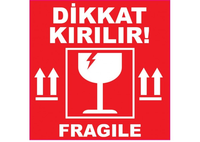 Dikkat Kırılır Etiketi 100mm x 100mm (500 Adet)