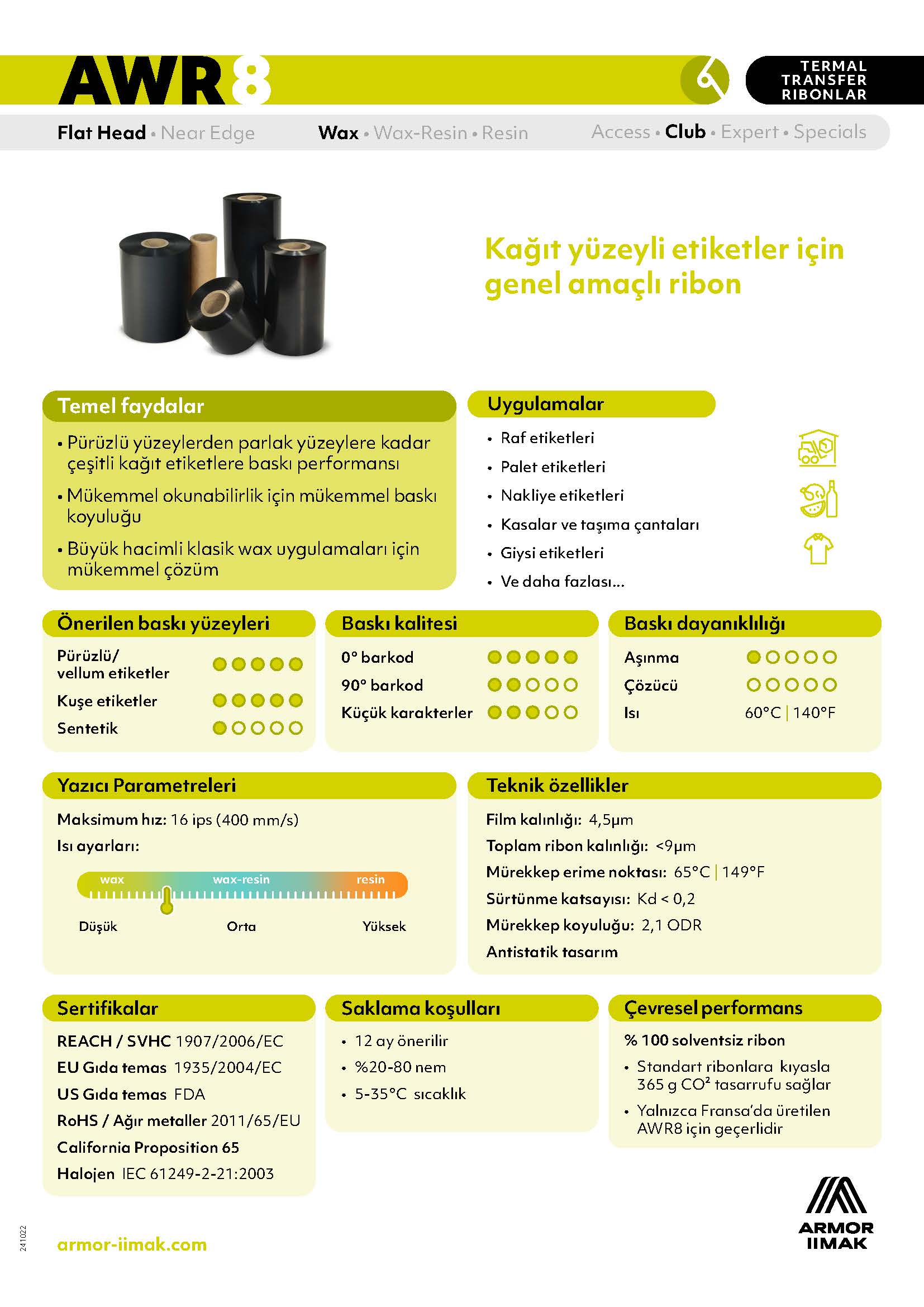 Awr8 Wax Ribon Siyah 60mm x 300mt (OUT) - Görsel 3